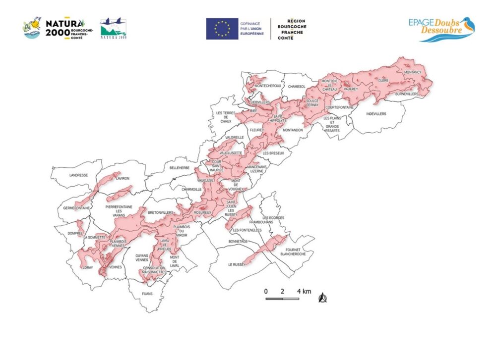 carte Natura 2000 vallee du Dessoubre